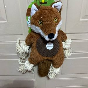 Brand New Fox Dog Toy With Squeaker And Rope,